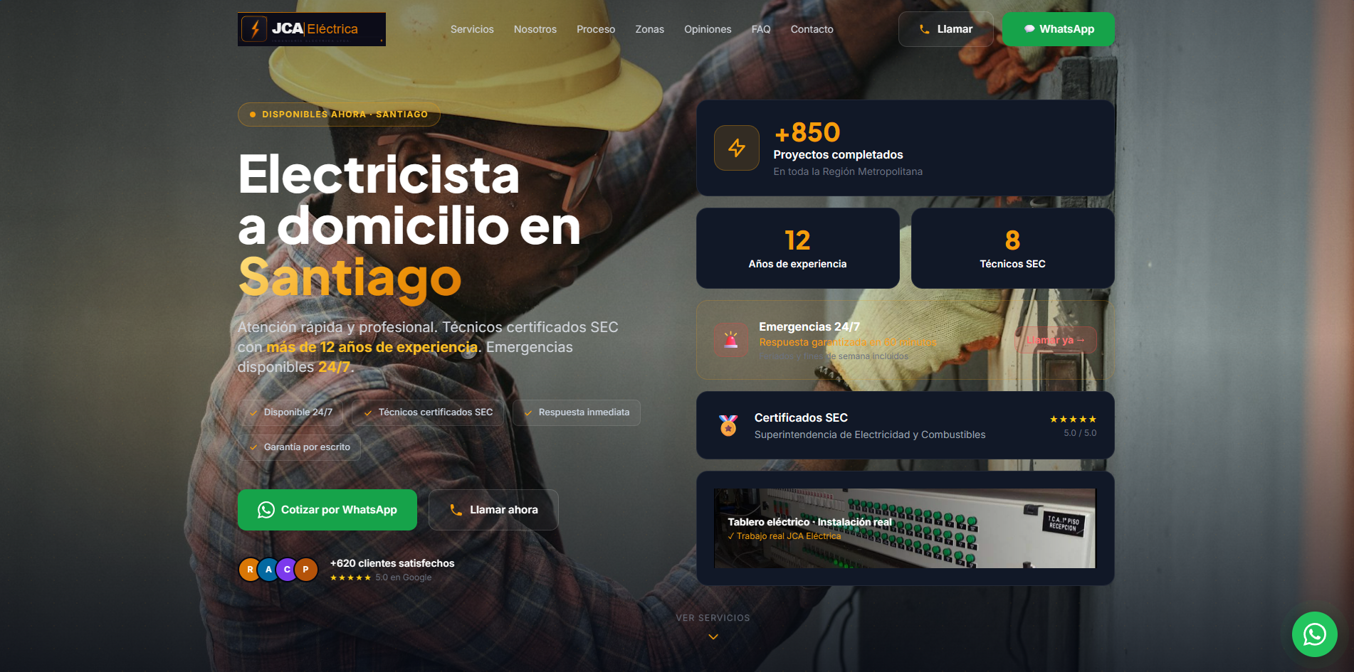 Landing Page – JCA Eléctrica